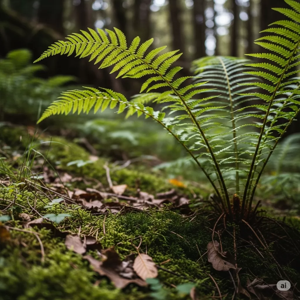 Samambaia em um ambiente natural, mostrando as frondes