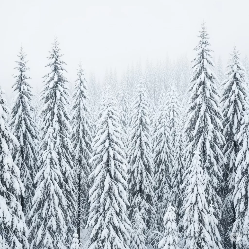 Árvores coníferas cobertas de neve