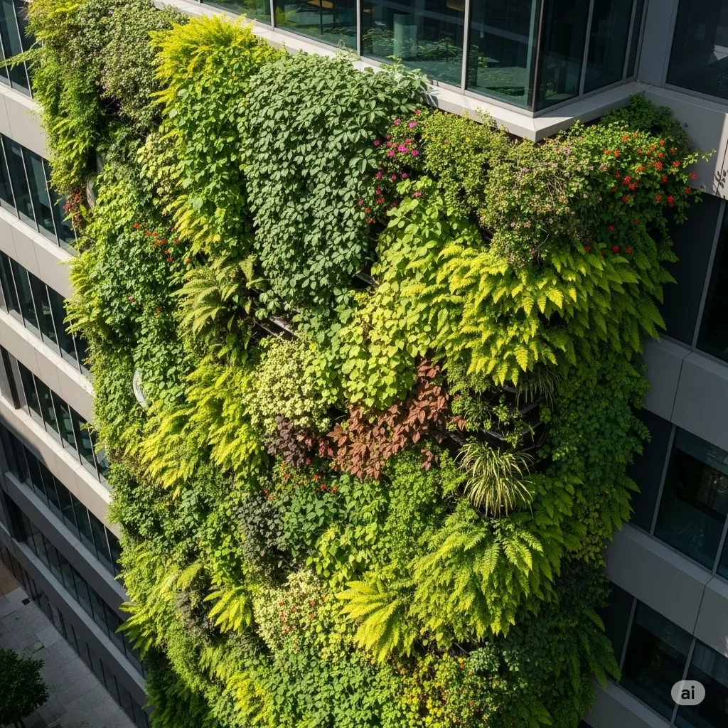 Jardim vertical em um edifício
