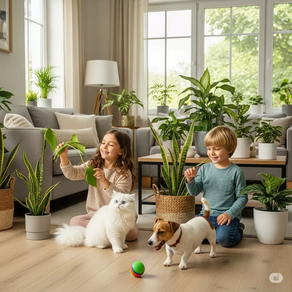 Casa, pets e crianças.