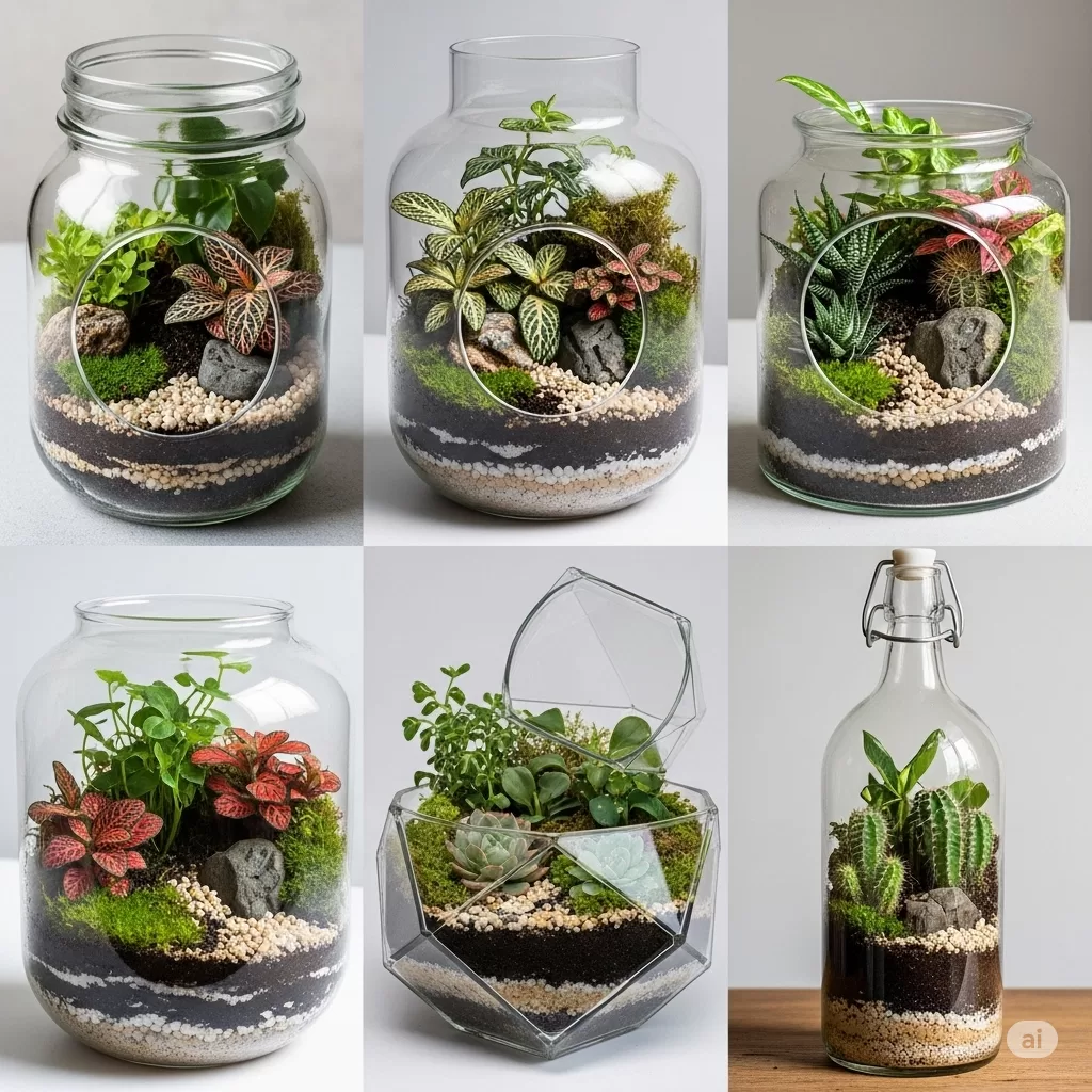 plantas dentro do vidro