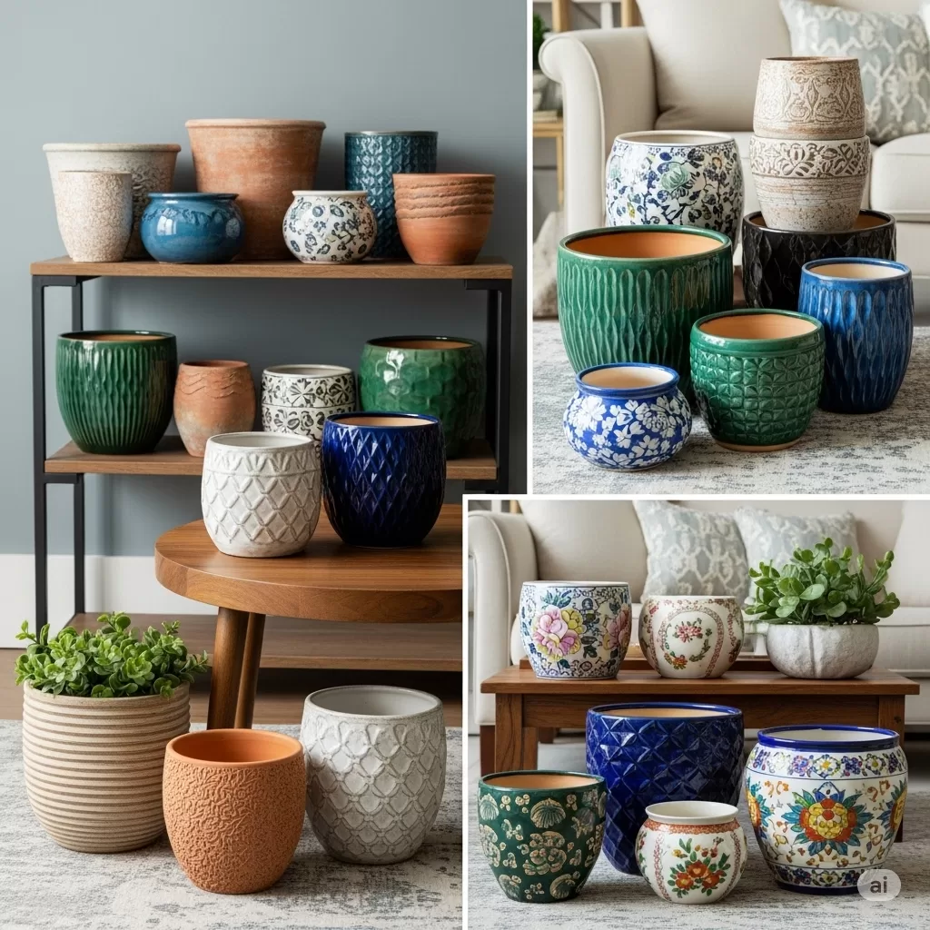 Vários estilos de vasos