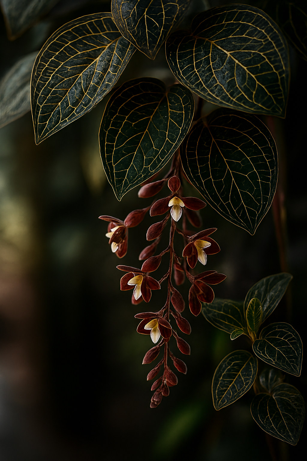 Ela foi criada em estilo minimalista, elegante e moderno, destacando espécies como Ludisia discolor e Macodes petola, conhecidas pelas folhas aveludadas com veios dourados que brilham sob a luz.