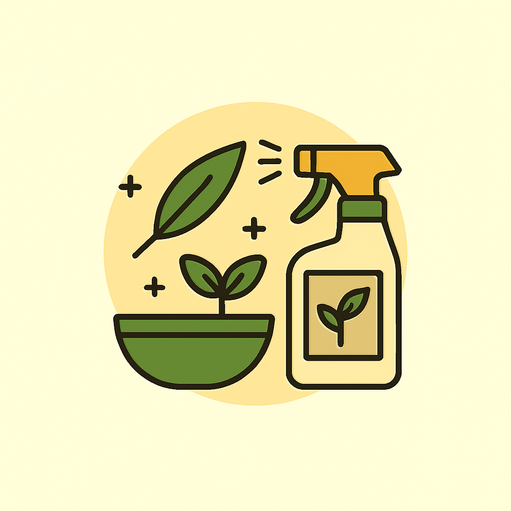 Ela simboliza a preparação de bio-repelentes caseiros com ervas raras: frascos de vidro, folhas frescas e um borrifador, representando a transformação das plantas em um spray natural de proteção.