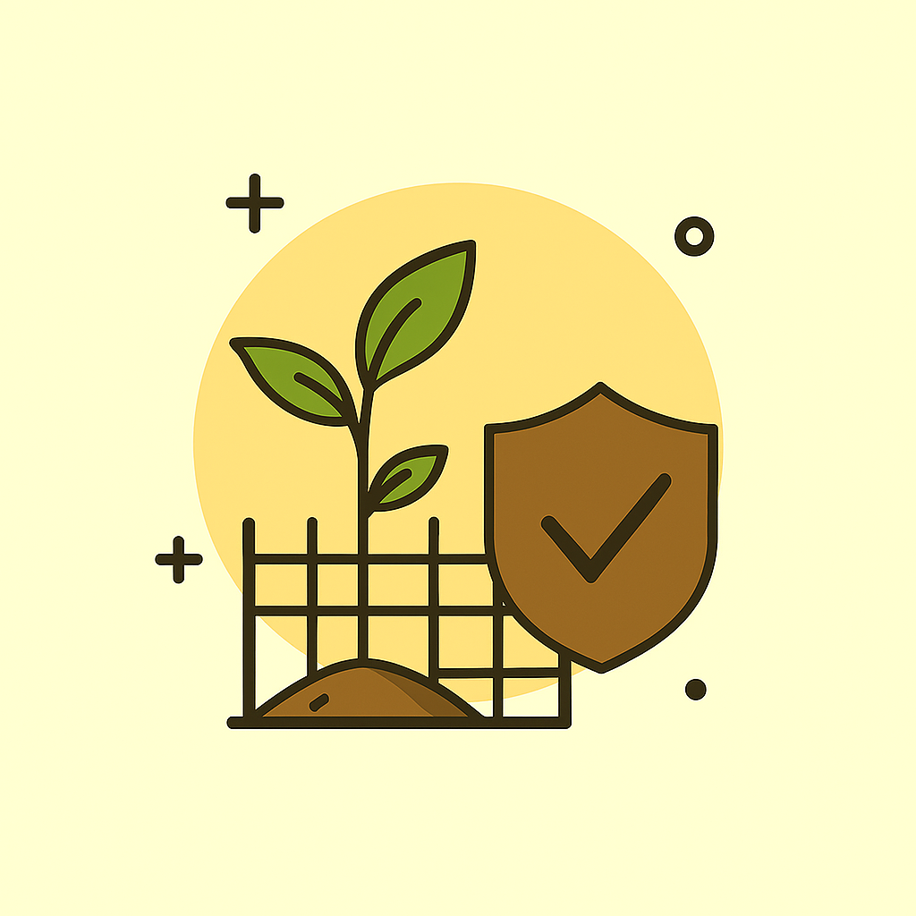 Ela simboliza o conceito de Controle Sustentável e Não-Tóxico: uma planta sensível sendo protegida por métodos naturais, representada pelo uso de um spray ecológico e o ícone de um escudo com checkmark, reforçando a ideia de segurança e eficácia sem químicos agressivos
