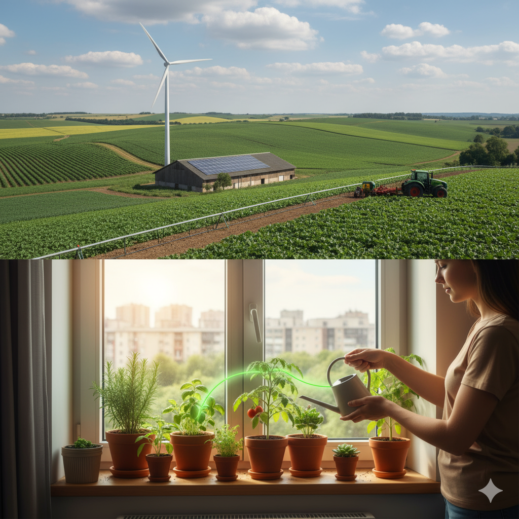 Cultivo sustentável com fazenda moderna e horta em apartamento