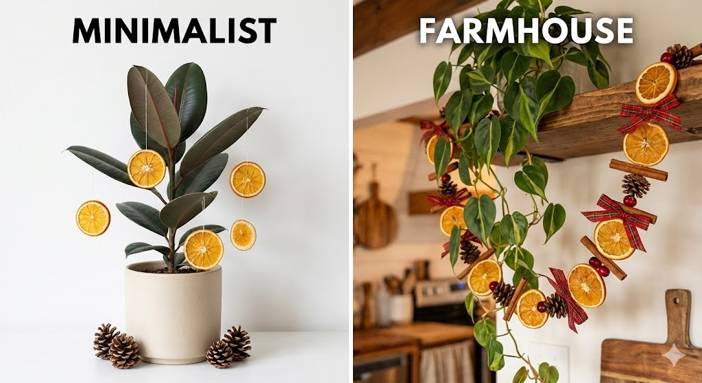 Decoração de plantas minimalista vs farmhouse