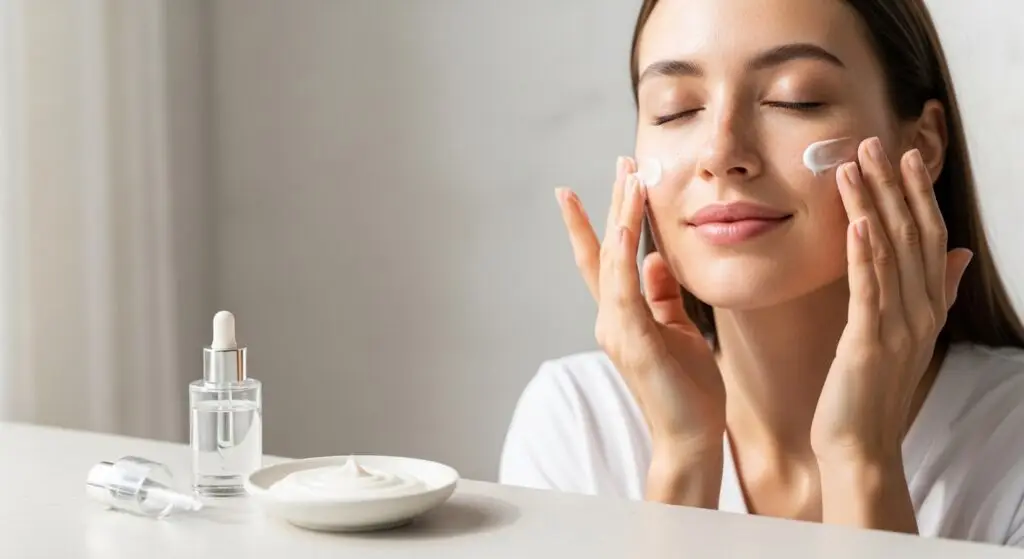 Elegant dropper bottle of hydrating serum with delicate floral petals