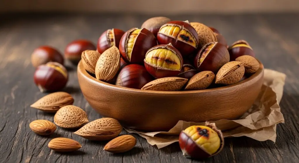 Mix de oleaginosas e uma fruta para lanche saudável