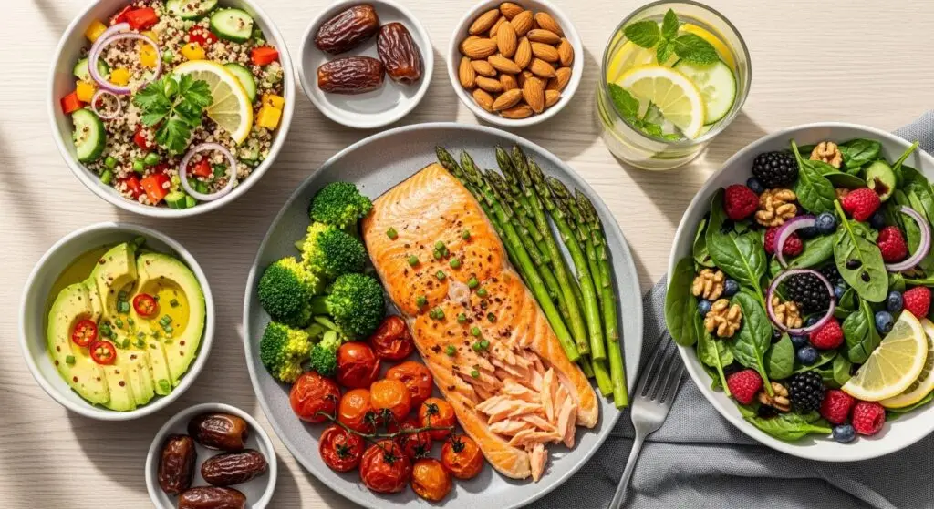 Mulher saudável preparando uma refeição nutritiva